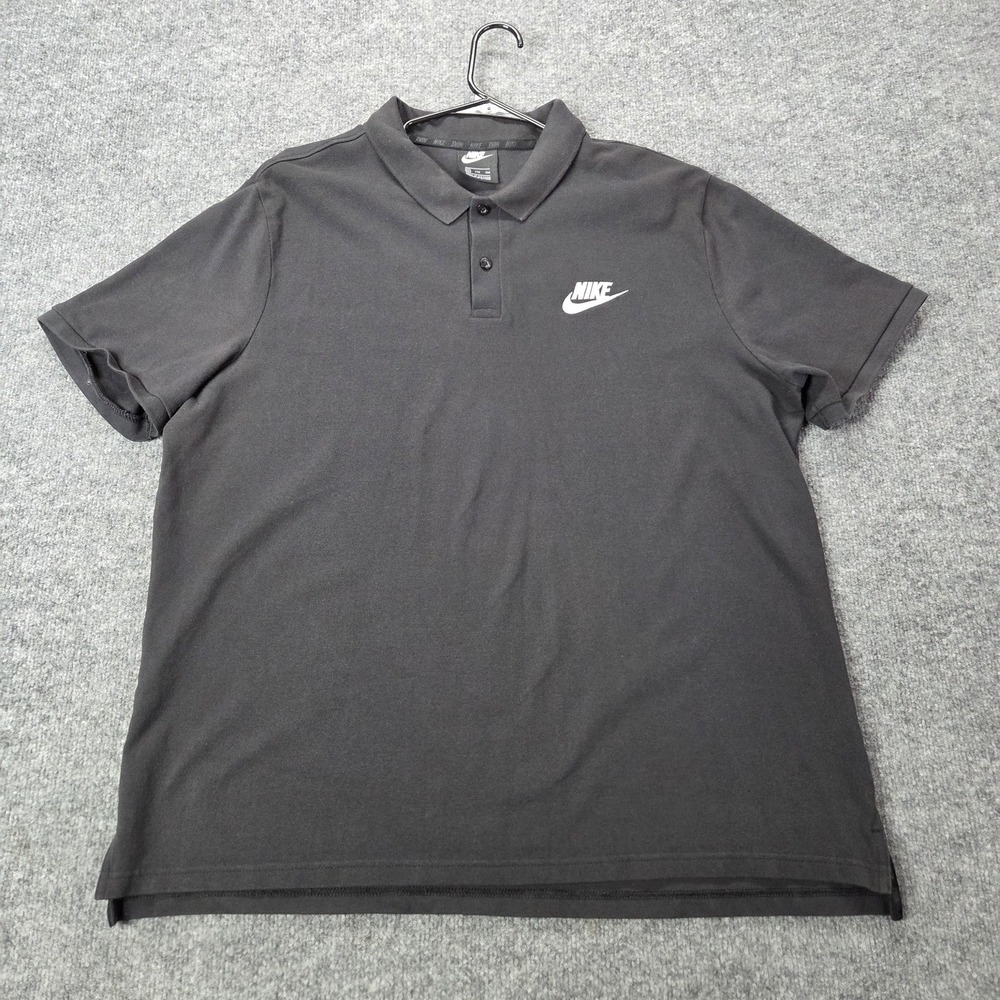 Nike Polo Shirt Mens 2XL Gray Cotton Embroidered Swoosh Logo Casual CN8764-010